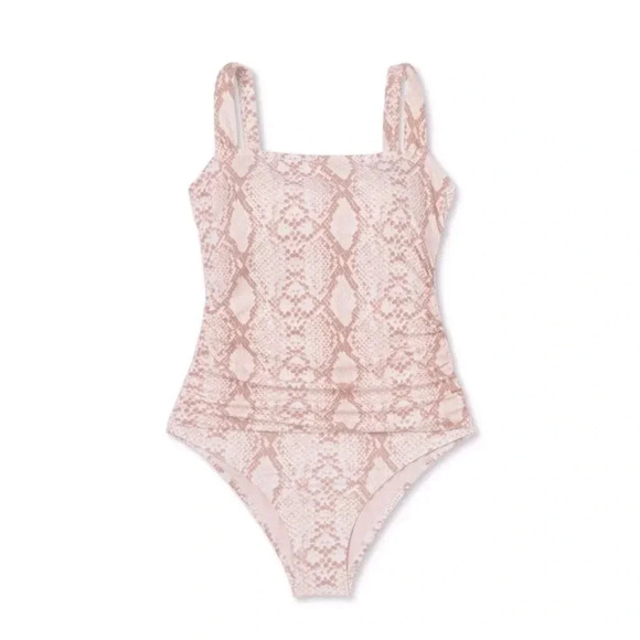 NWT- Kona Soli One Piece Ruched Snakeskin Print Swimsuit - Picture 1 of 3